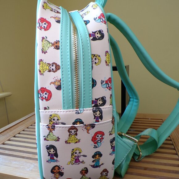 Chibi Disney Princess Loungefly Backpack Mini Ariel Jasmine Tiana Mulan - Picture 3 of 9